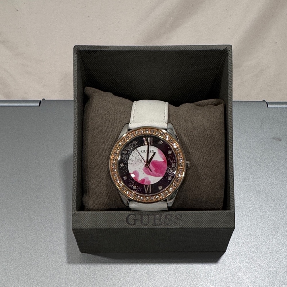 Guess Women's White and Gold-Tone Watch
